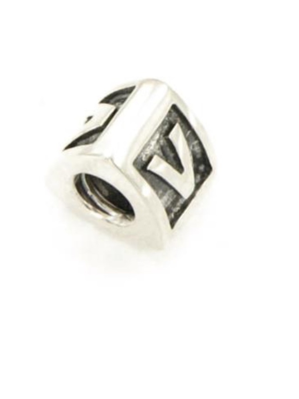 Vintage PANDORA Block Initial V Charm Silver Retired Stamped